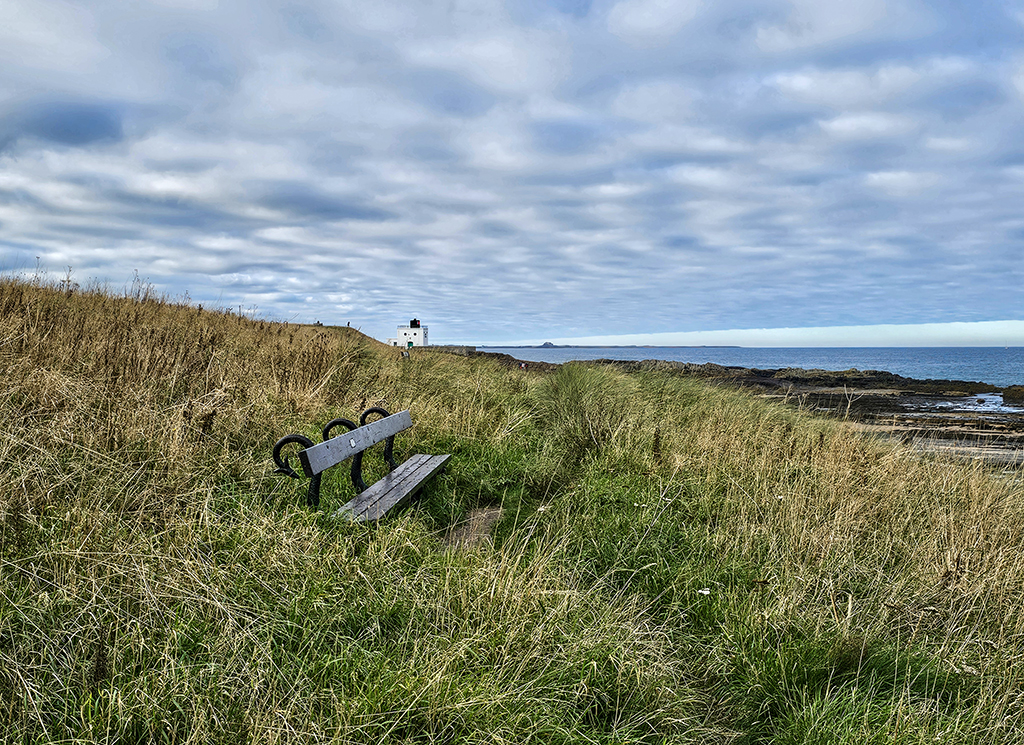 An interesting bench above Bamburgh beach