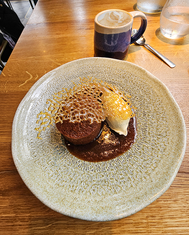 The Schelly. Ginger cake with toffee sauce and chantilly cream.