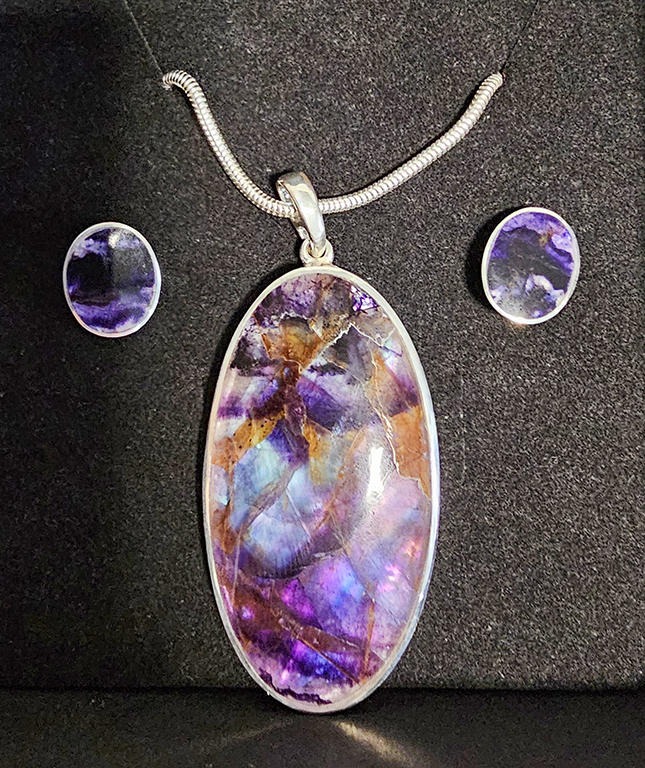 Blue John necklace and earrings