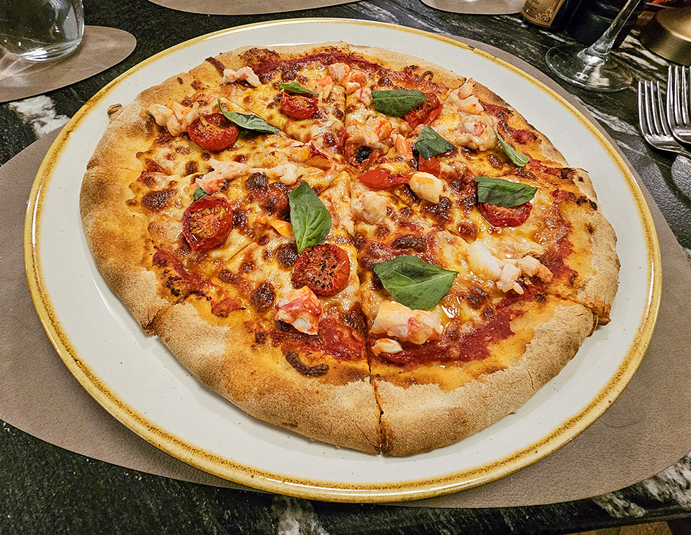 lobster and burrata pizza