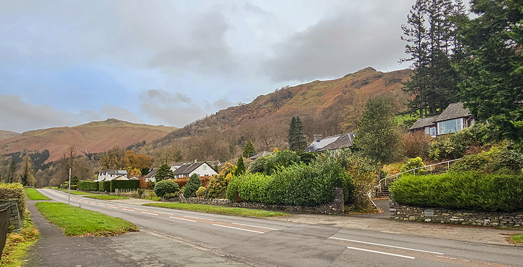 Grasmere A591 and Grey Crag to the east