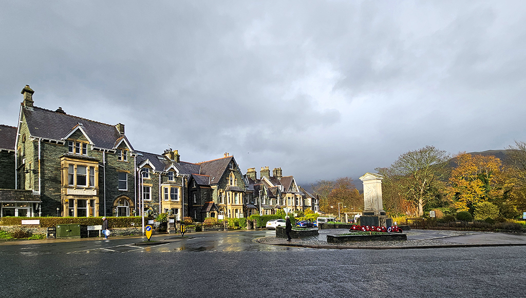 Station Road and Upper Fitz Park, Keswick. The sun came out briefly and bathed everything in beautiful light.