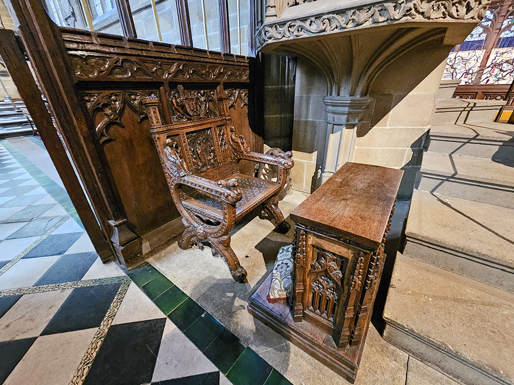 Tideswell Church of St John the Baptist, ornate chair