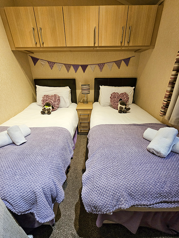 White Cross Holiday Park. The twin bedroom is nicely set up.